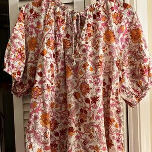NWT Knox Rose Peasant Blouse with Floral Print